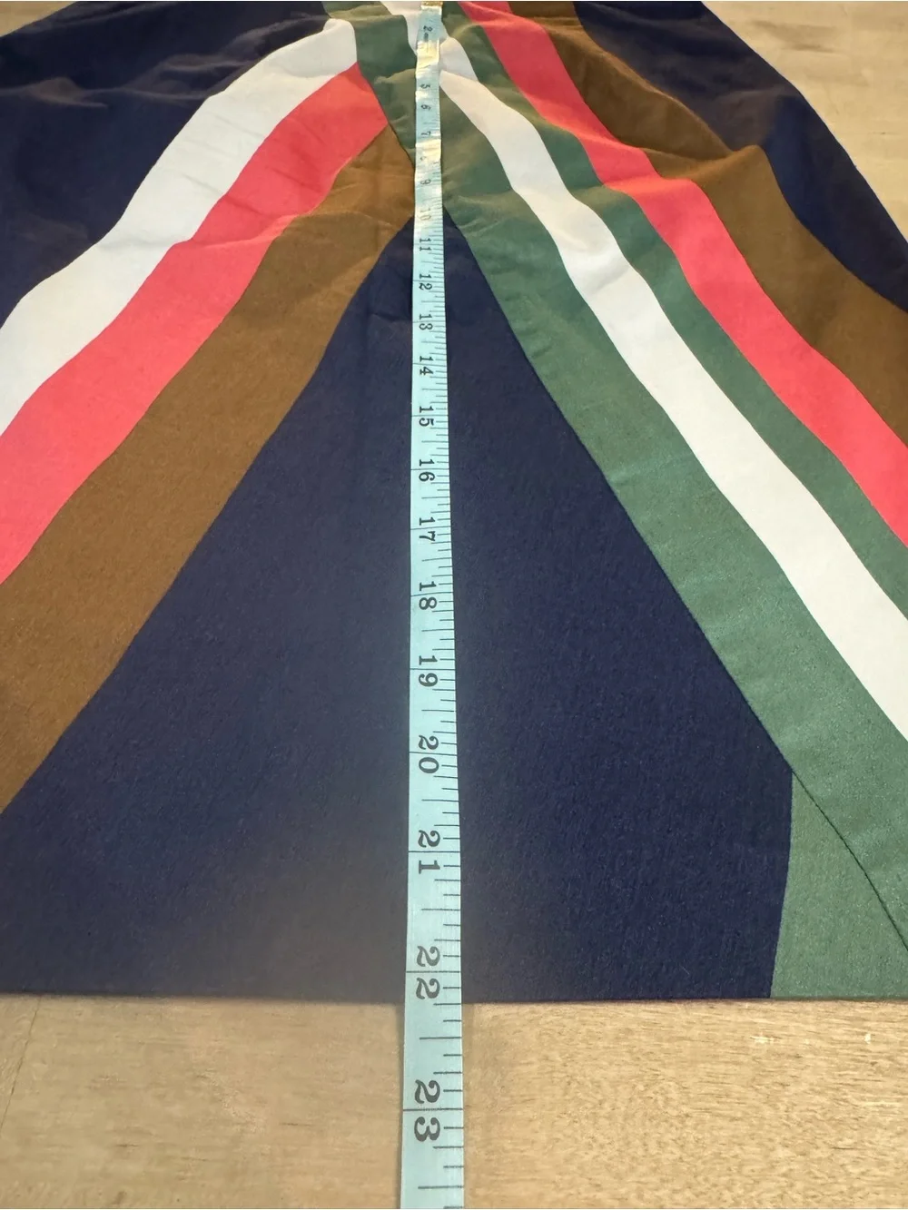 NWOT Boden Navy Pencil Skirt with Coral, Green, White & Brown Stripes